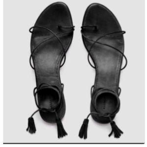 All Saints Dorica flat sandals black sz 39 NWT